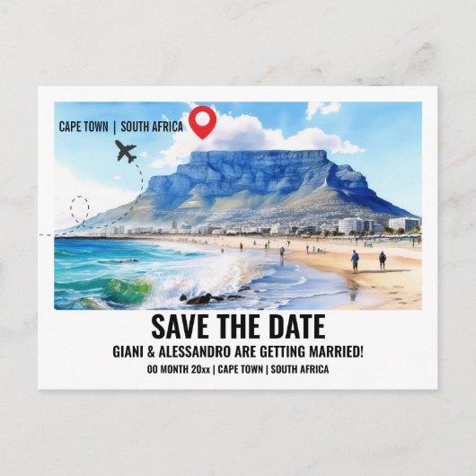 Cape Town aquarel foto save the date Briefkaart (Voorkant)