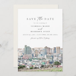 CAPE TOWN Coastline Skyline Travel Save the Date I Kaart