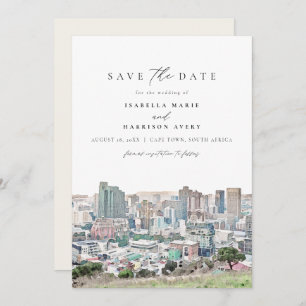 CAPE TOWN Coastline Skyline Travel Save the Date I Kaart