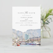 CAPE TOWN Coastline Skyline Travel Save the Date Kaart (Staand voorkant)