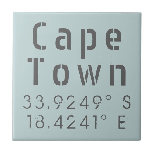 Cape Town Latitude Longitude Tegeltje (Voorkant)
