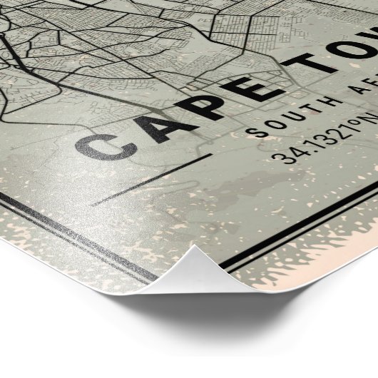 Cape town map print poster canvas | South africa (Hoek)