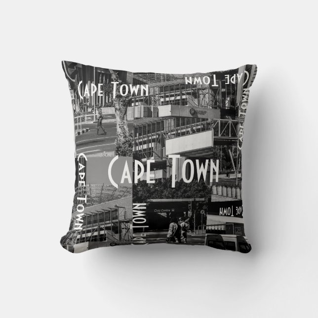 Cape Town Monochrome Cityscape Architecture Kussen (Voorkant)