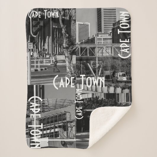 Cape Town Monochrome Cityscape Architecture Sherpa Deken (Voorkant)