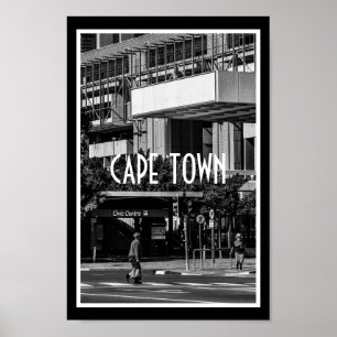 Cape Town Monochrome Cityscape Lifestyle Poster