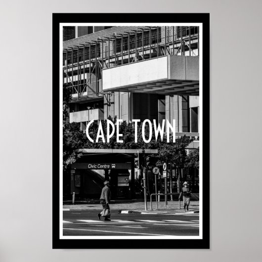 Cape Town Monochrome Cityscape Lifestyle Poster (Voorkant)
