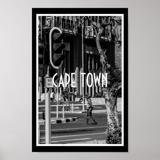 Cape Town Monochrome Cityscape Lifestyle Poster (Voorkant)
