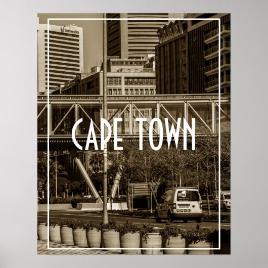 Cape Town Monochrome Cityscape Lifestyle Poster (Voorkant)
