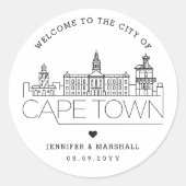 Cape Town Skyline | Welkomstbericht voor bruiloft Ronde Sticker (Voorkant)
