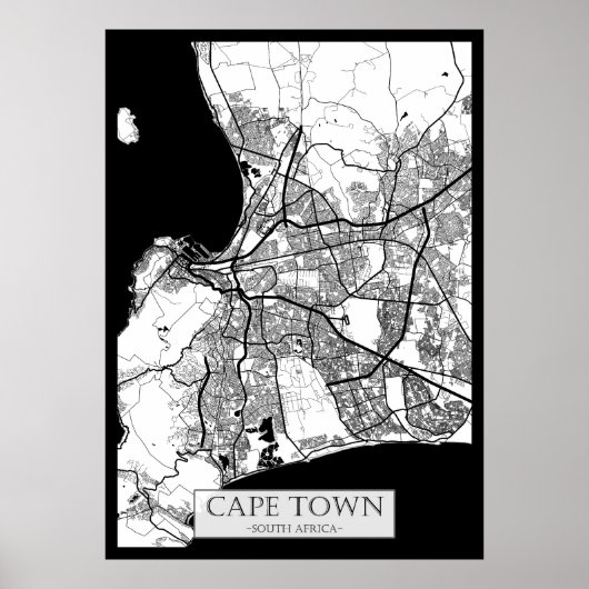 Cape Town South Africa Map Poster (Voorkant)