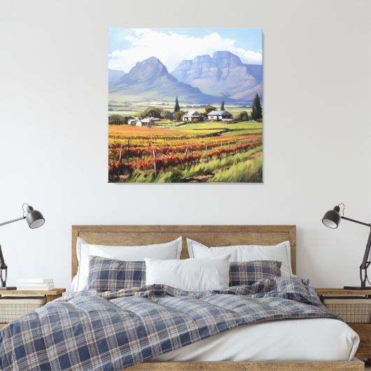 Cape Winelands Boland Landschap Zuid-Afrika Scène Canvas Afdruk (Insitu (Slaapkamer))