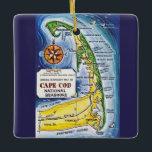 CapeCod  kaart Keramisch Ornament<br><div class="desc">Een  kaart van de Kaap herbestemd ! De National Seashore of Cape Cod is een speciale plek waar zoveel mensen hun vakantie delen. Koop het zoals het is of pas de achterkant aan.</div>