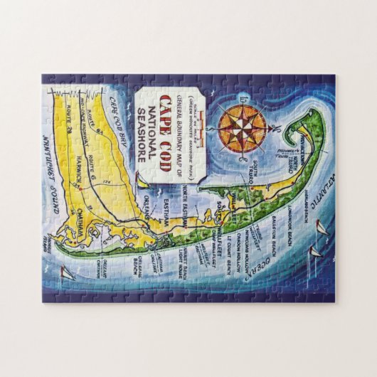 CapeCod Vintage 11x14 Map Legpuzzel (Horizontaal)