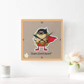 "Caped Food Fun" Vierkante Klok (Huis)