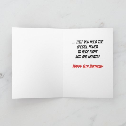 caped superheld kleinzoon 8e verjaardag kaart (Binnen)