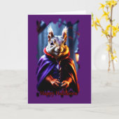 Caped Vampire Eekhoorn Halloween Kaart (Gele Bloem)