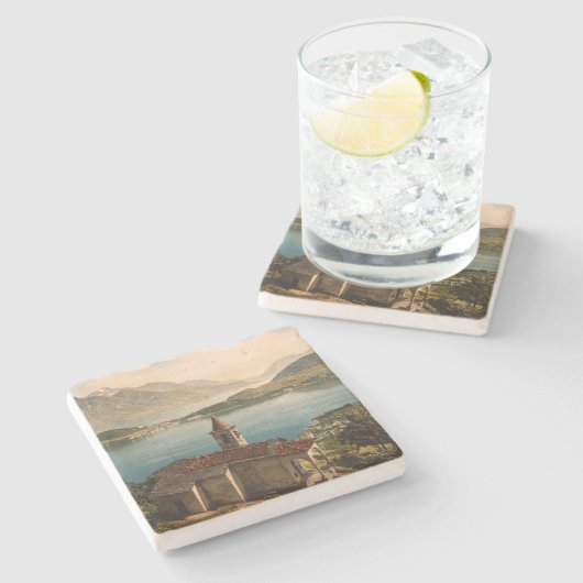 Capello St Angelo, Lake Como, Lombardije, Italië Stenen Onderzetter (Zijkant)