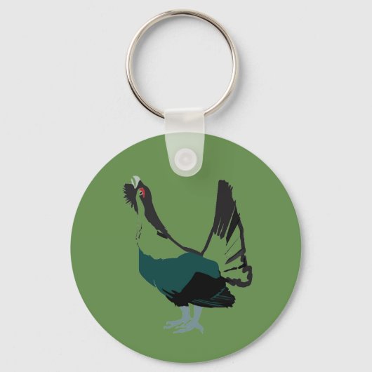 Capercaillie Art Basic Button Key Ring Sleutelhanger (Voorkant)