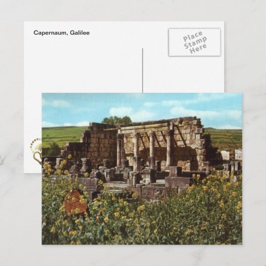 Capernaum, Galilea, Vroege Synagogue Briefkaart (Voorkant / Achterkant)