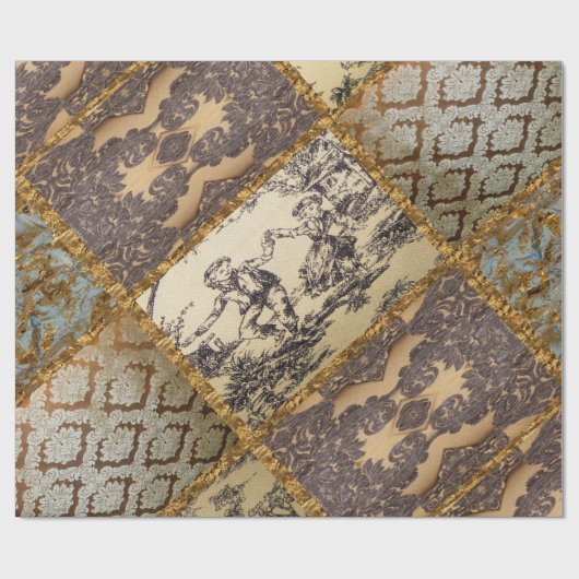 Capetian Elegant Quilt 15 Oude  Fransen Cadeaupapier (Vlak)