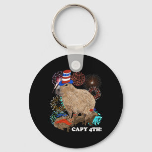 Capibara 4 juli Patriottisch Vuurwerk Capy Four Sleutelhanger
