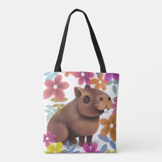 Capibara afdrukken. tote bag (Achterkant)