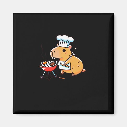 Capibara Chef Outdoor Barbecue Sticker Magneet (Voorkant)