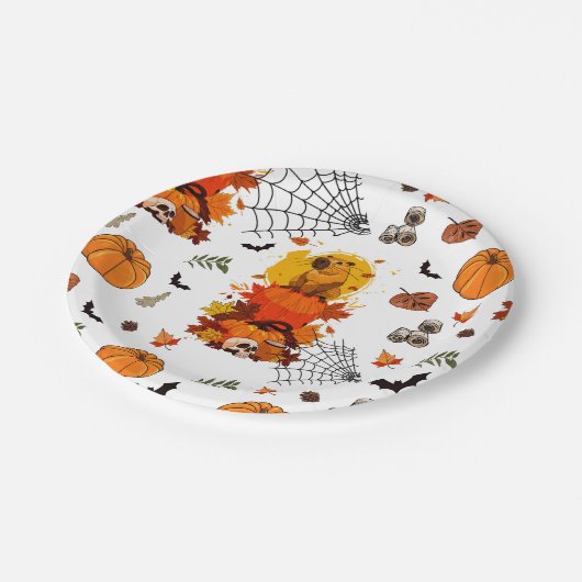 Capibara Halloween. Heksenpompoen. Papieren Bordje (Gekanteld)