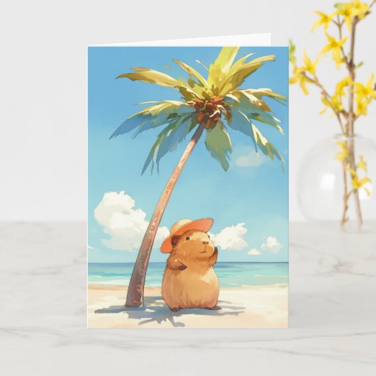 Capibara in de tropen kaart (Gele Bloem)