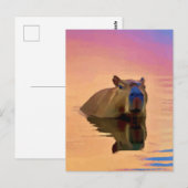 Capibara komt uit een rustig meer briefkaart (Voorkant / Achterkant)