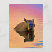 Capibara komt uit een rustig meer briefkaart (Voorkant)