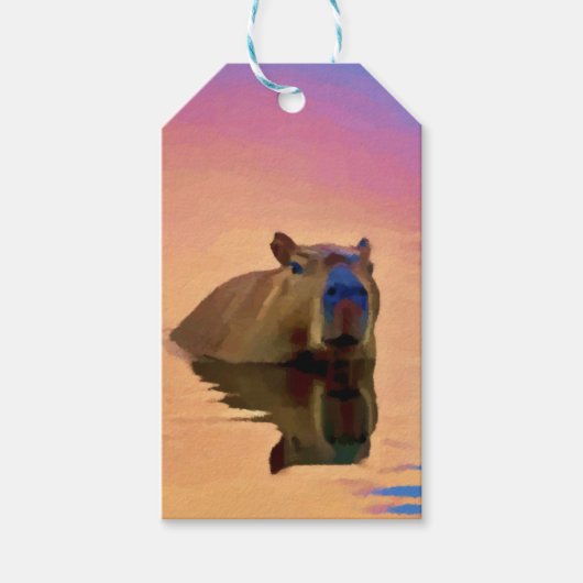 Capibara komt uit een rustig meer cadeaulabel (Voorkant)