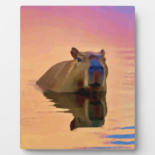 Capibara komt uit een rustig meer fotoplaat (Voorkant)