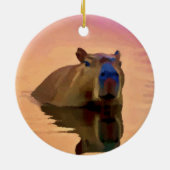 Capibara komt uit een rustig meer keramisch ornament (Achterkant)
