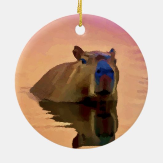 Capibara komt uit een rustig meer keramisch ornament (Achterkant)