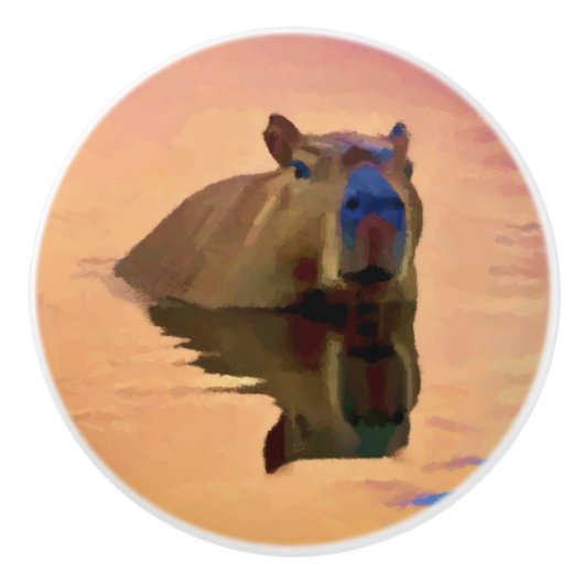 Capibara komt uit een rustig meer keramische knop (Voorkant)