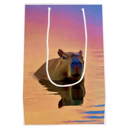 Capibara komt uit een rustig meer medium cadeauzakje (Achterkant)