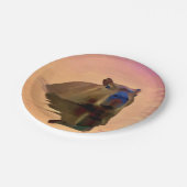 Capibara komt uit een rustig meer papieren bordje (Gekanteld)