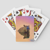 Capibara komt uit een rustig meer pokerkaarten (Achterkant)