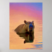 Capibara komt uit een rustig meer poster (Voorkant)