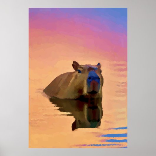 Capibara komt uit een rustig meer poster (Voorkant)