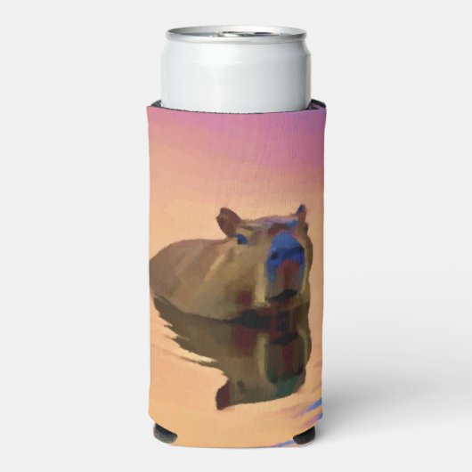 Capibara komt uit een rustig meer seltzer blikjeskoeler (Seltzer Voorkant)