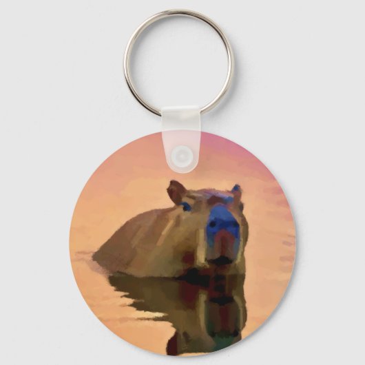 Capibara komt uit een rustig meer sleutelhanger (Voorkant)