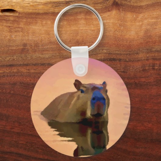 Capibara komt uit een rustig meer sleutelhanger (Achterkant)
