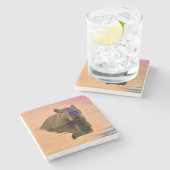 Capibara komt uit een rustig meer stenen onderzetter (Zijkant)