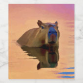 Capibara komt uit een rustig meer wijn etiket (Enkel label)