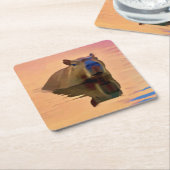 Capibara komt uit een rustige kunstvorm kartonnen onderzetters (Schuin)