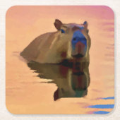 Capibara komt uit een rustige kunstvorm kartonnen onderzetters (Voorkant)