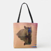 Capibara komt uit een rustige kunstvorm tote bag (Achterkant)