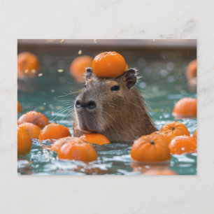 Capibara met drijvende Sinaasappels Briefkaart